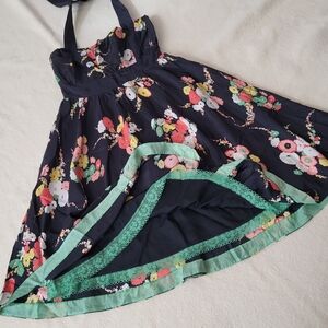 Anthropologie Silk Midi Dress Women's Size 4 Black Floral